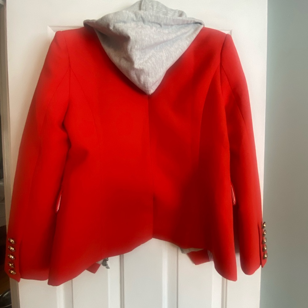 ❤️ NWOT Orange blazer with detachable gray hood - Picture 2 of 6
